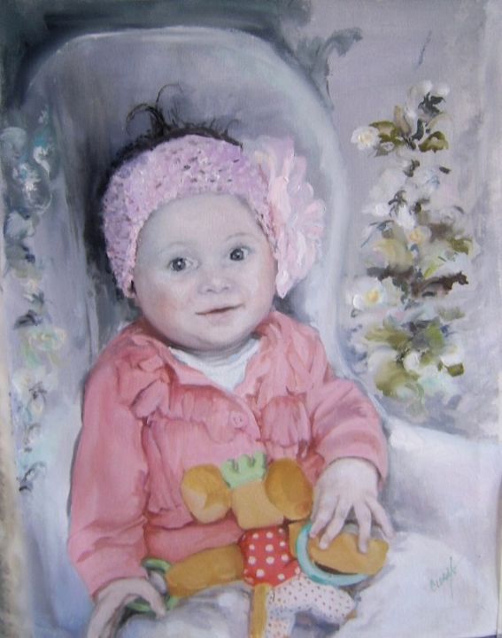 Schilderij getiteld "Petite Lorena" door Maria Doina Cublesan, Origineel Kunstwerk, Olie