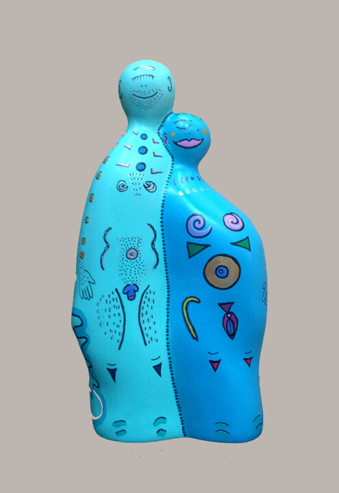 Sculpture intitulée "248) Amoureux,, 24…" par Isis Bi M, Œuvre d'art originale, Techniques mixtes