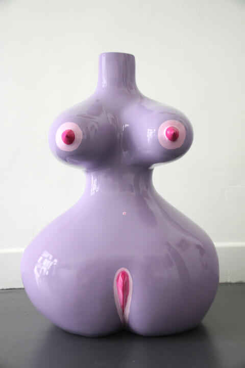 Sculptuur getiteld "253) Mauve sauvage,…" door Isis Bi M, Origineel Kunstwerk, Mixed Media