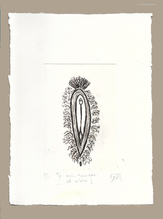 Gravures & estampes intitulée "33) 8/11 Je suis ro…" par Isis Bi M, Œuvre d'art originale, Gravure
