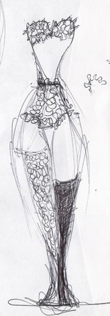 Disegno intitolato "Femme habillée" da Isis Bi M, Opera d'arte originale