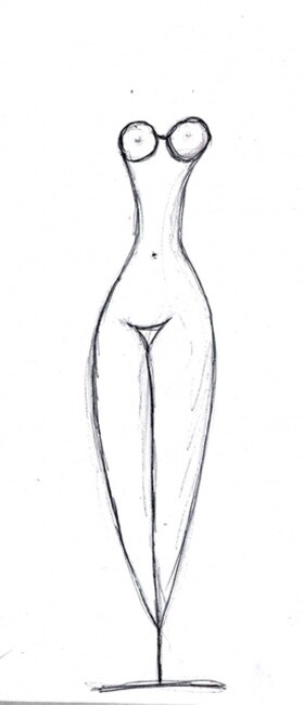 Disegno intitolato "Simple femme" da Isis Bi M, Opera d'arte originale