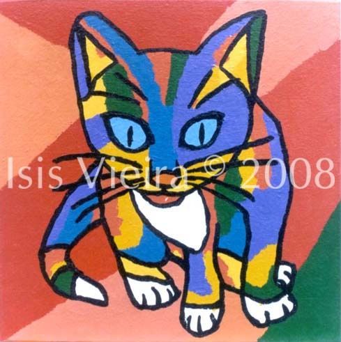 Pintura intitulada "Gato" por Isis Vieira, Obras de arte originais, Óleo