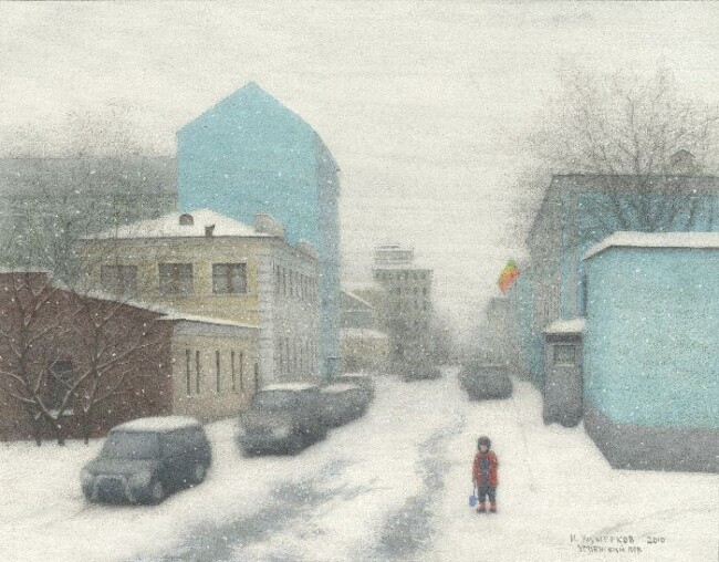 Painting titled "Moscou, Uspensky pe…" by Iskander Ulumbekov, Original Artwork