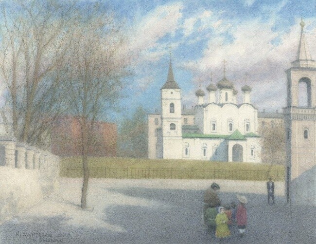 Painting titled "Москва, ул. Забелина" by Iskander Ulumbekov, Original Artwork