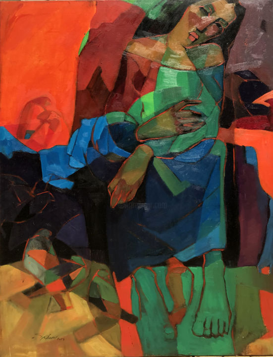 Painting titled "The Body Music #6" by Eslam Elrihany, Original Art, Oil