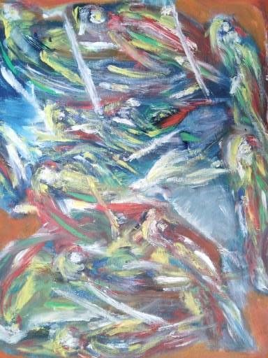 Peinture intitulée "oiseaux des iles" par Thm, Œuvre d'art originale, Acrylique