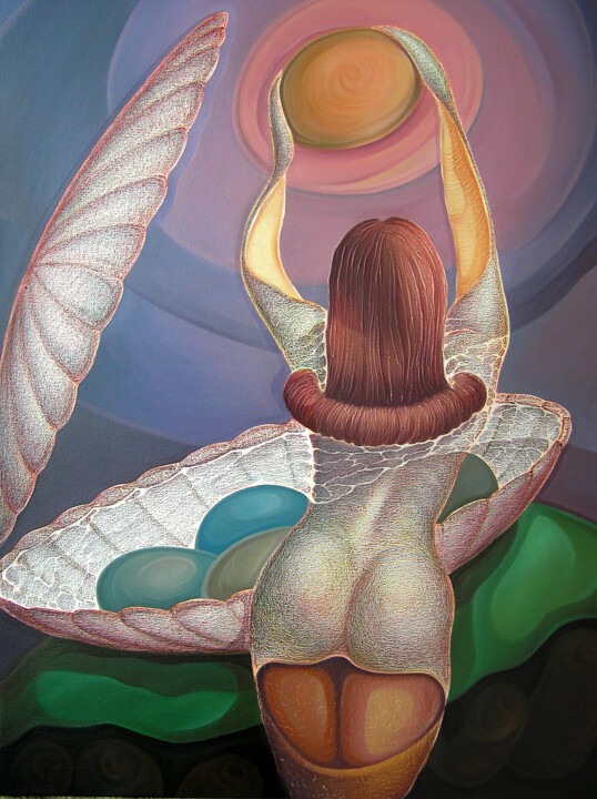 Peinture intitulée "Andrómeda" par Ismael Romero Ramirez, Œuvre d'art originale, Huile