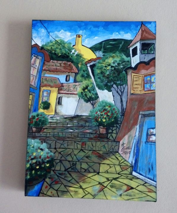 Painting titled "Bairro" by Ismael Silva, Original Artwork, Acrylic