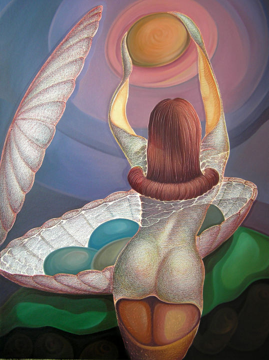 Peinture intitulée "Andrómeda" par ismaelromeroramirez66, Œuvre d'art originale, Huile