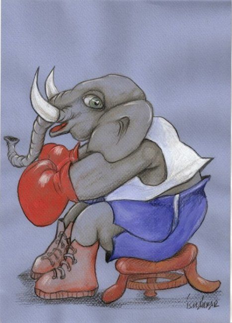 Painting titled "elephant 1" by Karcomics, Original Artwork