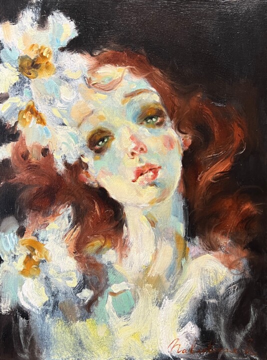 Painting titled "Breathe love" by Isolde Pavlovskaya, Original Artwork, Oil Mounted on Cardboard