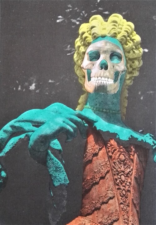 Collages getiteld "Beautiful Skull." door Isra, Origineel Kunstwerk, Collages