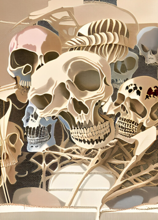 Digital Arts titled "Funny Skulls" by Isra, Original Artwork, AI generated image