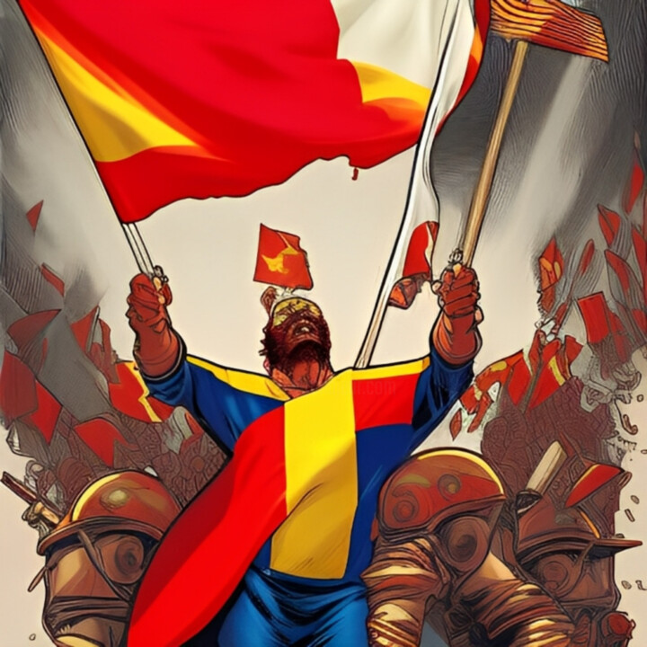 Arte digitale intitolato "The Spanish Hero" da Isra, Opera d'arte originale, Immagine generata dall'IA