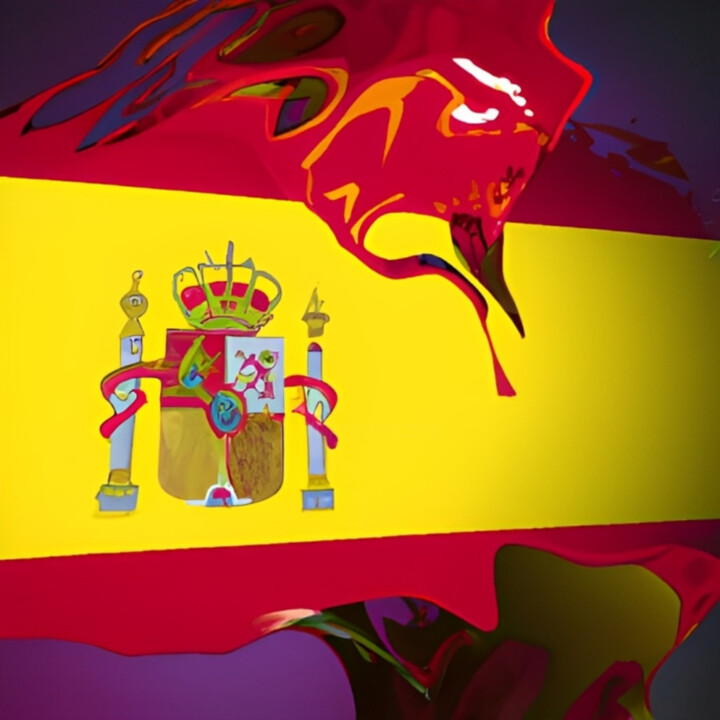 Цифровое искусство под названием "SpainFlag" - Isra, Подлинное произведение искусства, Изображение, сгенерированное ИИ