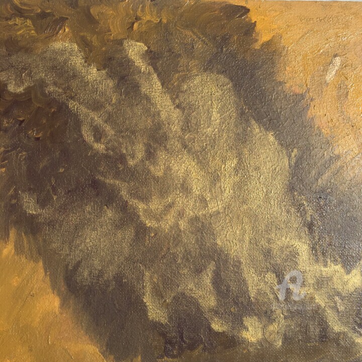 Peinture intitulée "Fumées d'or" par Israële, Œuvre d'art originale, Huile