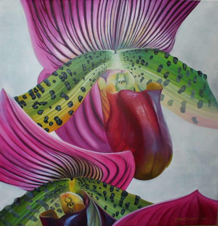Peinture intitulée "Orchidea.jpg" par Bernadett Istók, Œuvre d'art originale, Huile