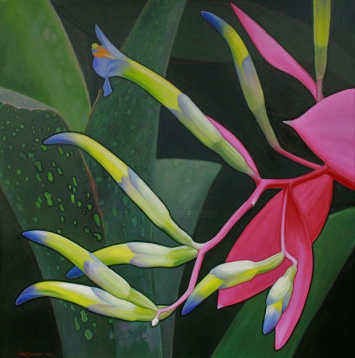 Peinture intitulée "Begonia.jpg" par Bernadett Istók, Œuvre d'art originale, Huile