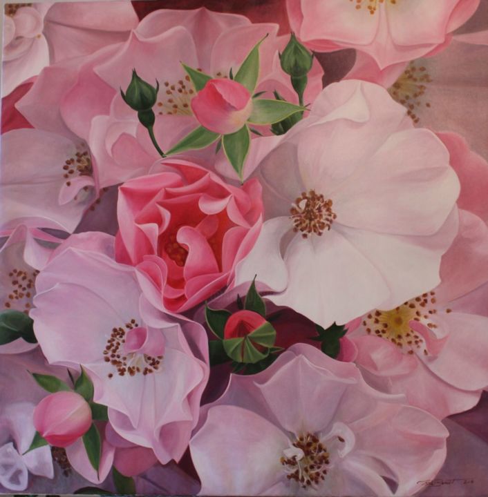 Peinture intitulée "Rose.jpg" par Bernadett Istók, Œuvre d'art originale, Huile