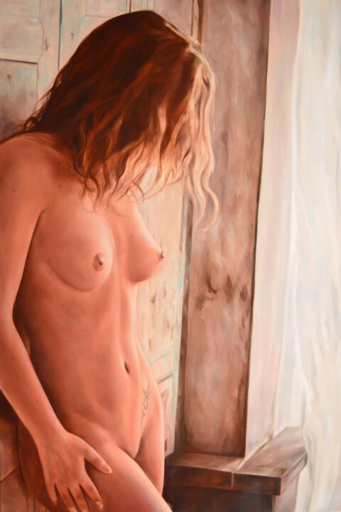 Painting titled "After that..." by Istvan Cene Gal, Original Artwork, Oil Mounted on Wood Stretcher frame