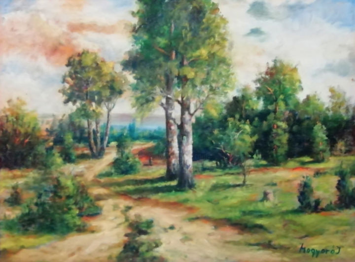 Schilderij getiteld "Summer landscape" door Istvan Mogyoro, Origineel Kunstwerk, Olie