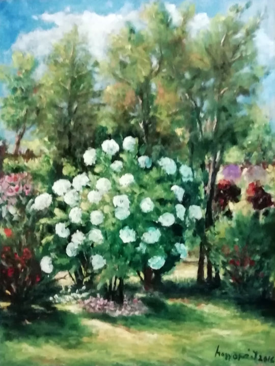 Painting titled "Guelder-rose" by Istvan Mogyoro, Original Art, Oil