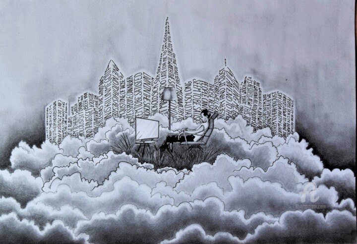 Drawing titled "Sick city" by Isys, Original Artwork, Pencil
