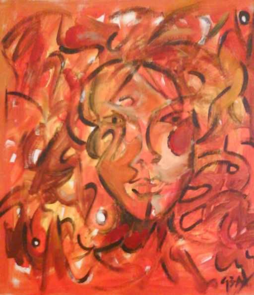 Pittura intitolato "JEUNE FEMME" da Giamba, Opera d'arte originale