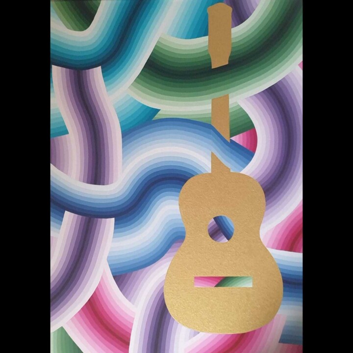 Painting titled "guitarra" by Italo Somma, Original Artwork, Acrylic Mounted on Wood Stretcher frame