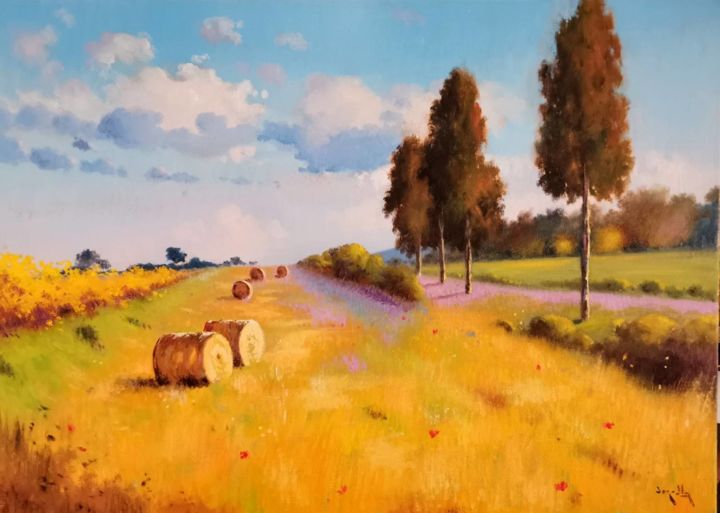 Картина под названием "PAGLIE AL SOLE" - Andrea Borella, Подлинное произведение искусства, Масло