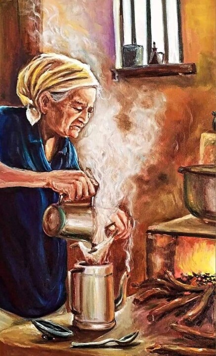 Pintura intitulada "café" por Itamar Da Cruz Francelino, Obras de arte originais, Óleo