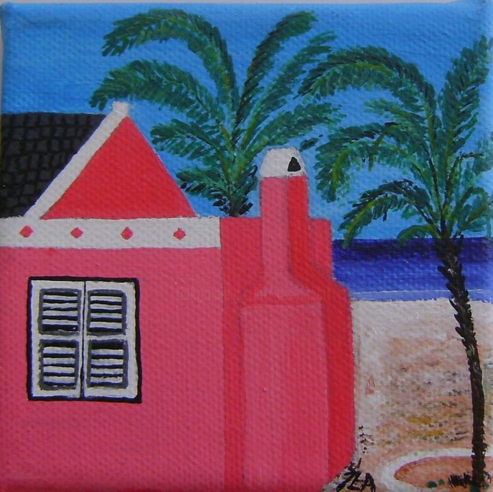 Pintura intitulada "beautiful tiny house" por Ita Mercera, Obras de arte originais, Acrílico