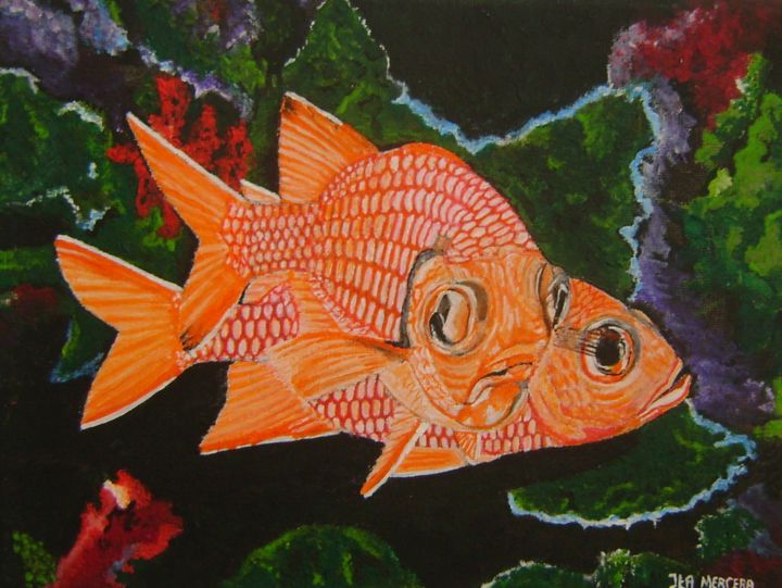 Painting titled "soldier fish" by Ita Mercera, Original Artwork, Acrylic