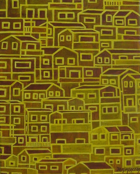 Ζωγραφική με τίτλο "favela abstract oro" από Ita Mercera, Αυθεντικά έργα τέχνης, Ακρυλικό