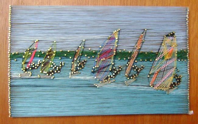 Textile Art titled "WINDSURFERS" by Ita Mercera, Original Artwork, Other