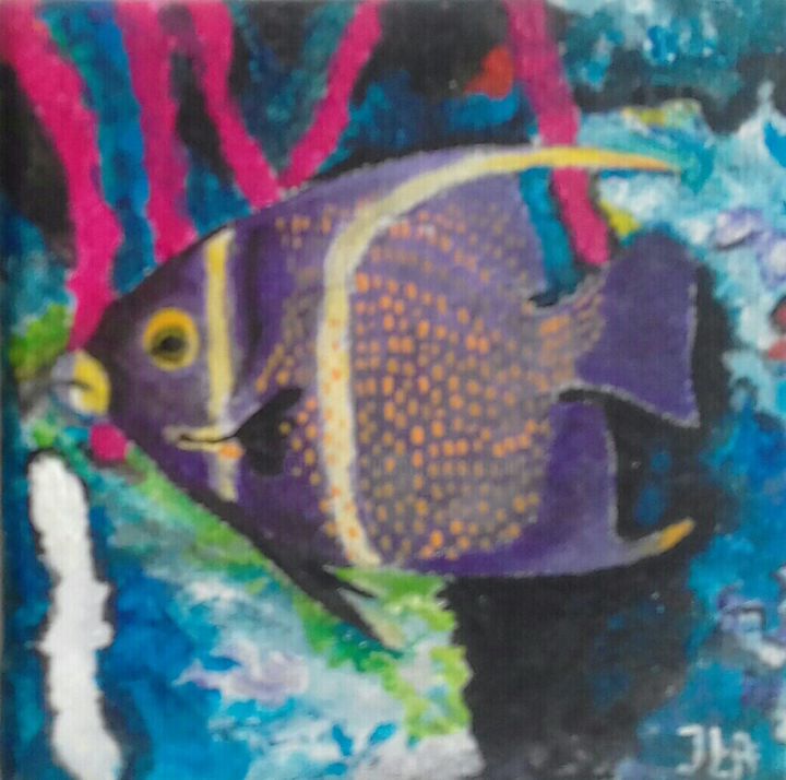 Schilderij getiteld "french angel fish" door Ita Mercera, Origineel Kunstwerk, Acryl