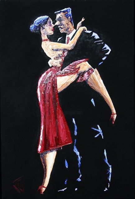 Painting titled "Bailando Tango" by Itu Tango, Original Artwork, Oil
