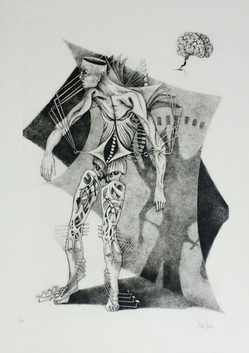 Gravures & estampes intitulée "Autopsia" par Itzeel Reyes, Œuvre d'art originale, Gravure