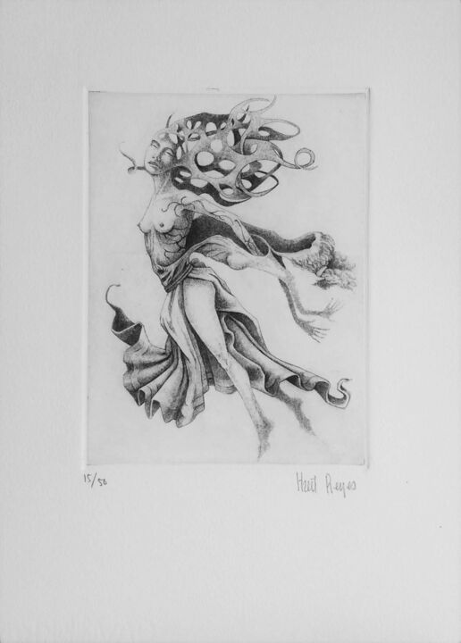 Gravures & estampes intitulée "Desprendimiento de…" par Itzeel Reyes, Œuvre d'art originale, Gravure