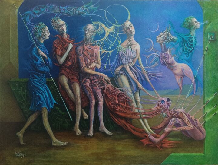 Pintura titulada "A la espera" por Itzeel Reyes, Obra de arte original, Oleo Montado en Bastidor de camilla de madera