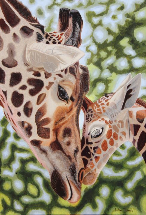 Painting titled "Giraffen" by Iulia Tabac, Original Artwork, Acrylic