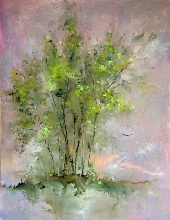 Malerei mit dem Titel "May tree / Майское…" von Elena Yudina, Original-Kunstwerk, Öl Auf Karton montiert