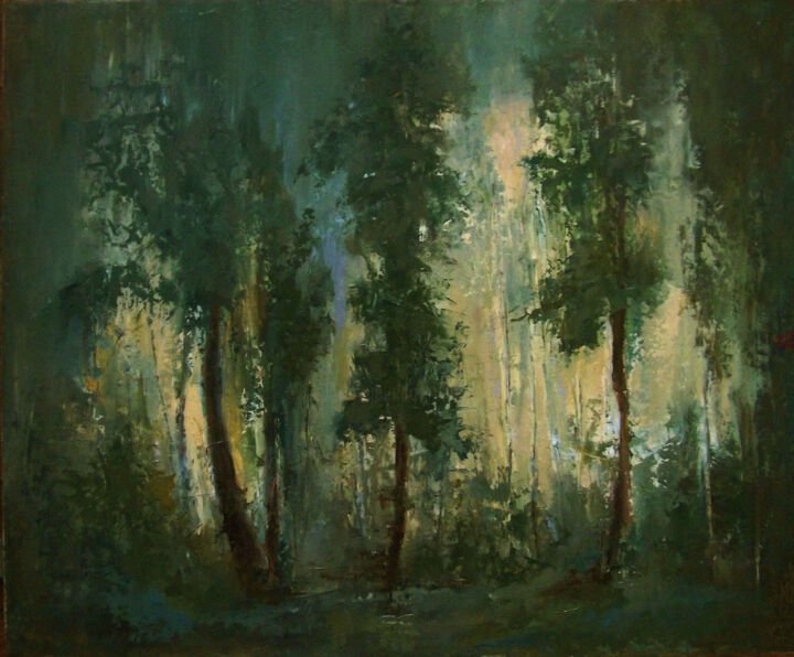 Painting titled "Forest" by Elena Yudina, Original Artwork, Oil