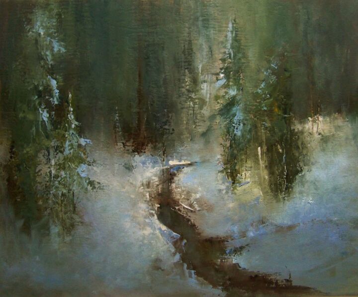 Painting titled "January" by Elena Yudina, Original Artwork, Oil