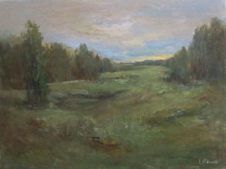 Painting titled "August 22. Sunset o…" by Elena Yudina, Original Artwork, Oil