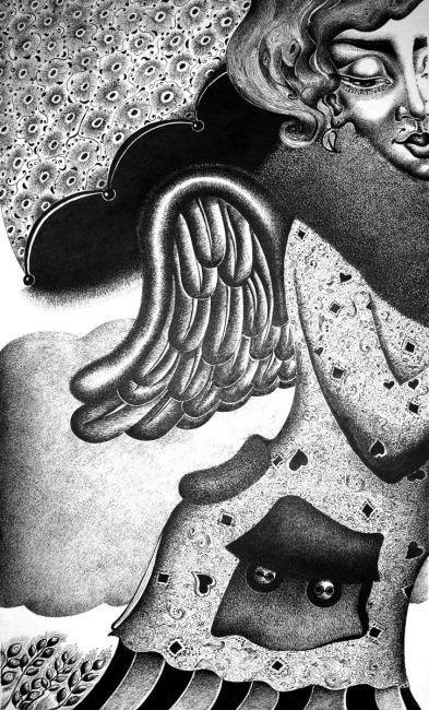 Dessin intitulée "Ангел" par Iulia Gradinar, Œuvre d'art originale