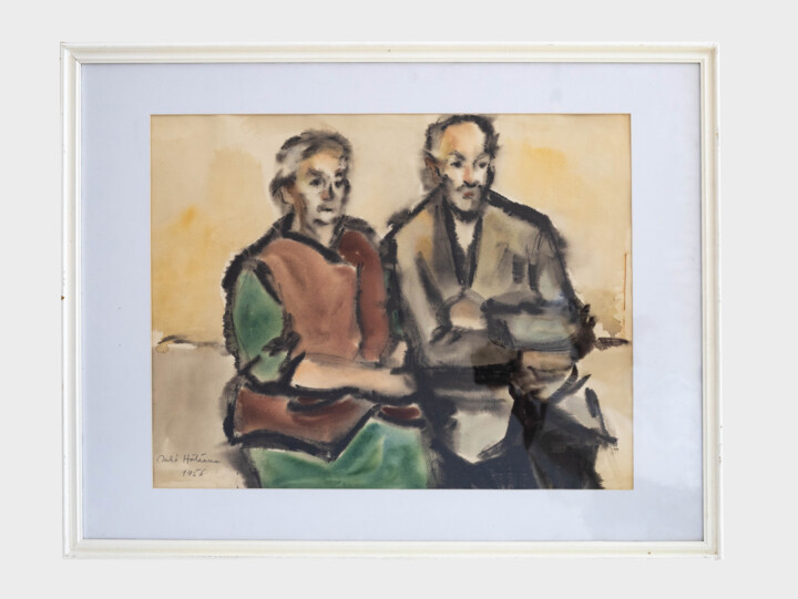 Painting titled ""My parents"" by Iulia Hălăucescu, Original Artwork, Watercolor