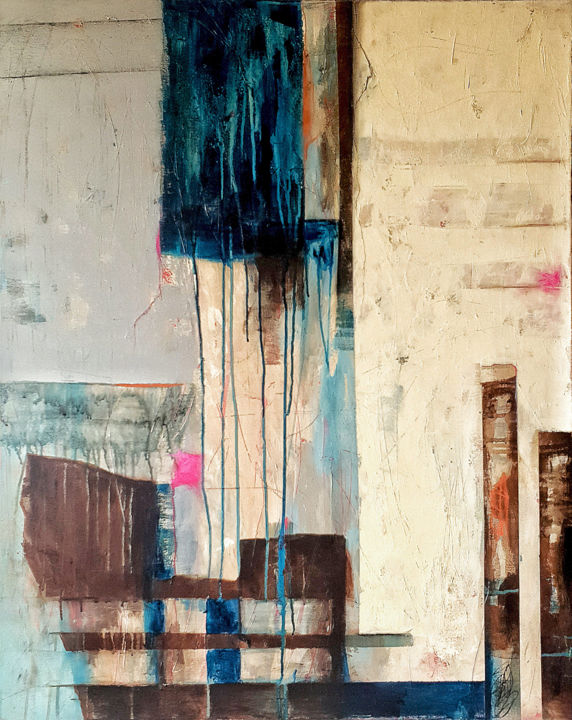 Картина под названием "Off balance" - Iulia Paun, Подлинное произведение искусства, Акрил Установлен на Деревянная рама для…