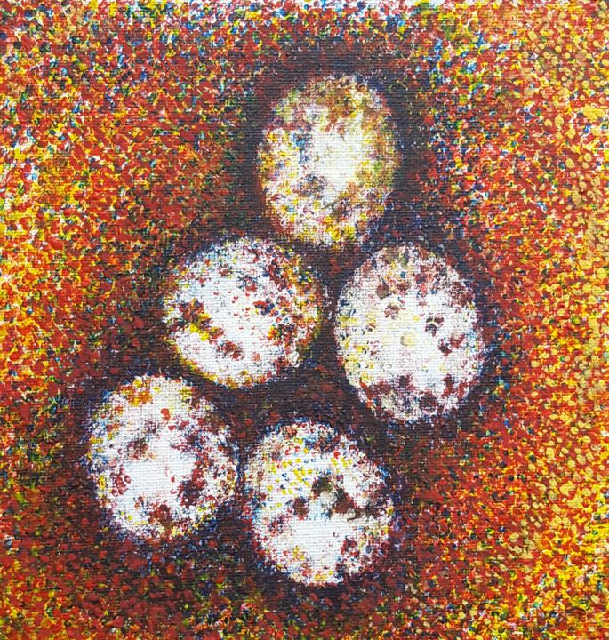 Painting titled "nest eggs" by Iuliana Barbu, Original Art, Acrylic
